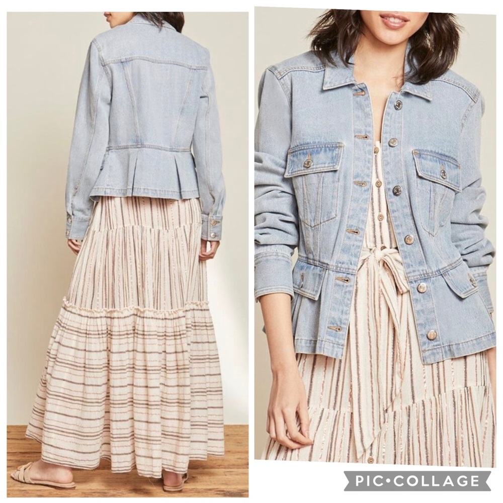 Veronica Beard Jayla Peplum Jacket Light Denim